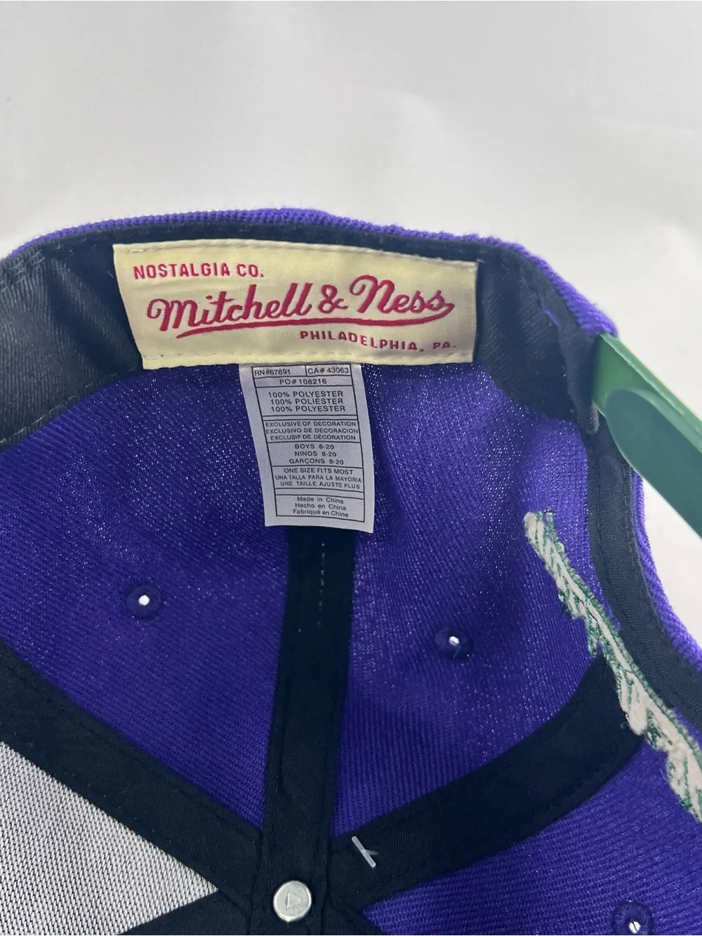 Mitchell & Ness Purple and Green Snapback Hat